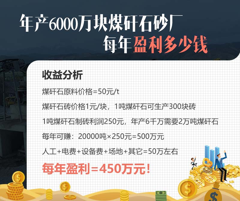 山西某年產(chǎn)6000萬(wàn)塊煤矸石磚廠收益分析